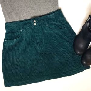 Pacsun Corduroy Green Mini Skirt | Size 27